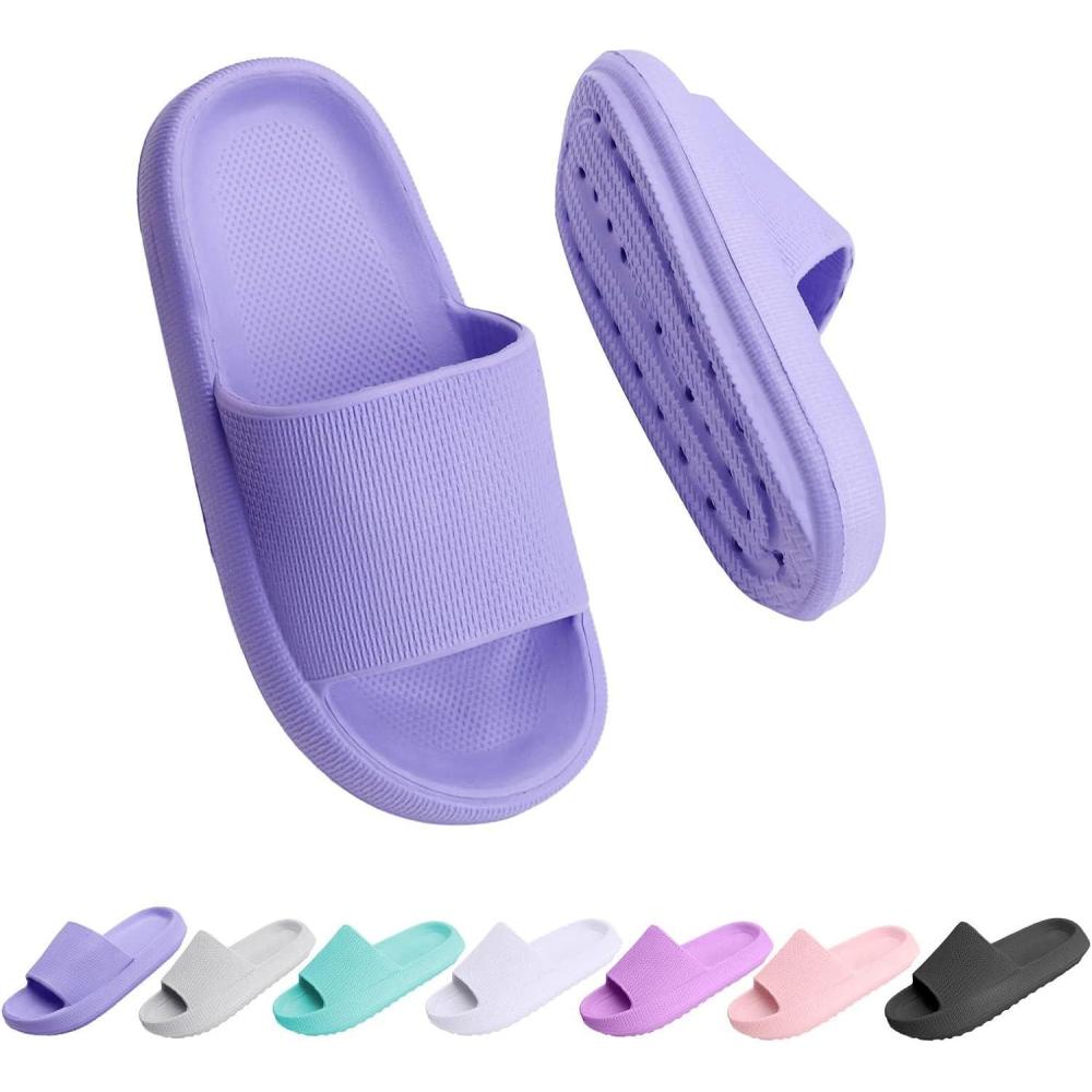 imageCloud Slides for Kids Girls Boys Pillow Slippers Shower Bathroom Comfort NonSlip Thick Sole Slippers Summer Beach Shoes for Little KidBig KidViolet