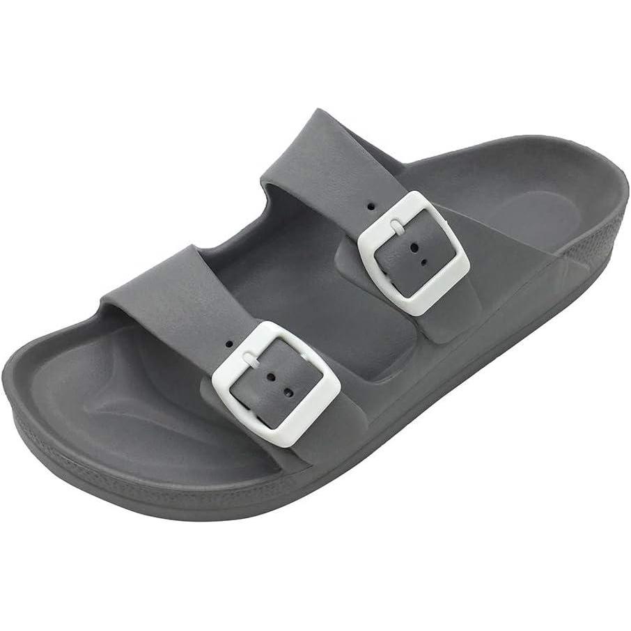 imageLuffymomo Adjustable Slip on Eva Double Buckle Slides for MensGrey