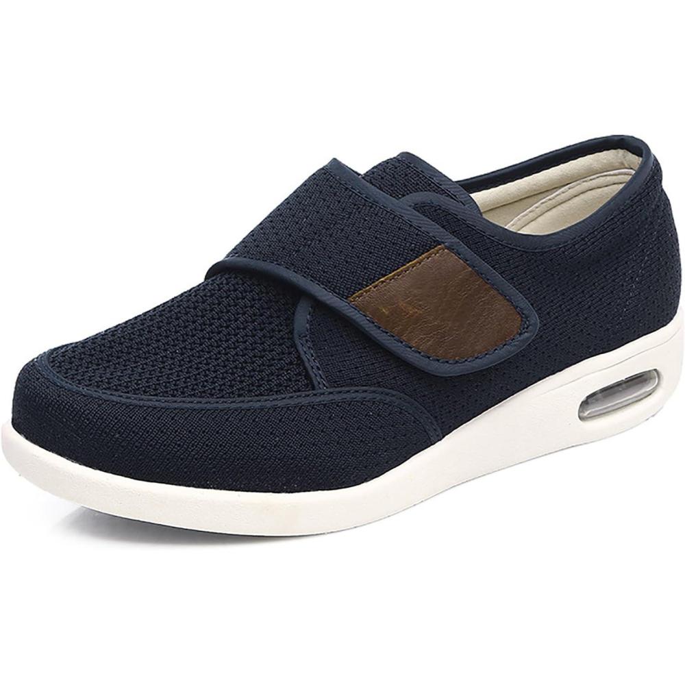 imageMei MACLEOD Diabetic Shoes for Men Extra Wide Shoes for Swollen Feet Adjustable Walking Shoes for Elderly Foot Pain ReliefBlue