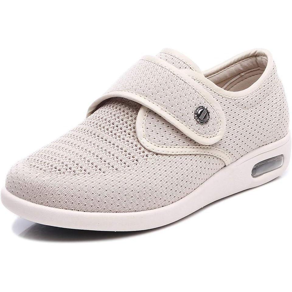 imageMei MACLEOD Womens Wide Width Walking Shoes with Memory Foam Air Cushion Casual Sneakers OutdoorWhite