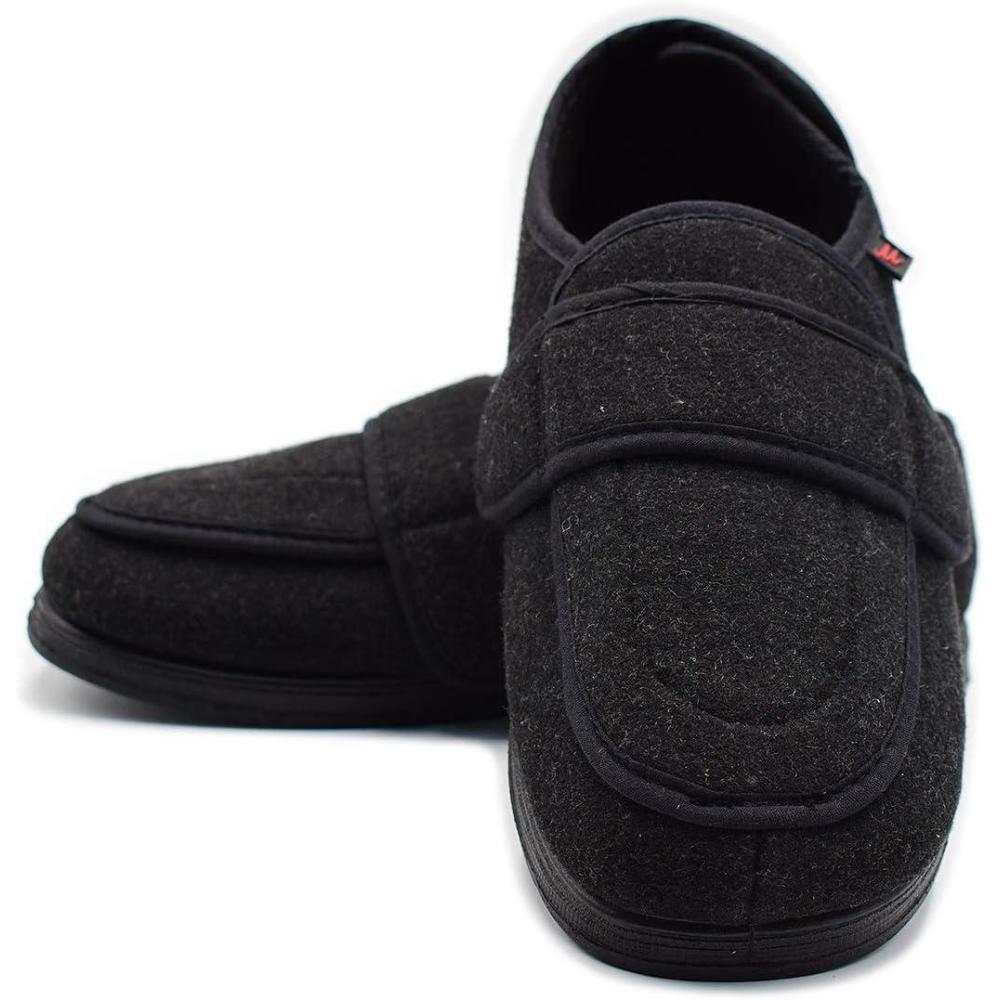 imageWomens House Shoes with Memory Foam Cozy Outdoor Sole Warm Fleece House Slippers for Elderly Plantar Fasciitis DiabeticBlack Women