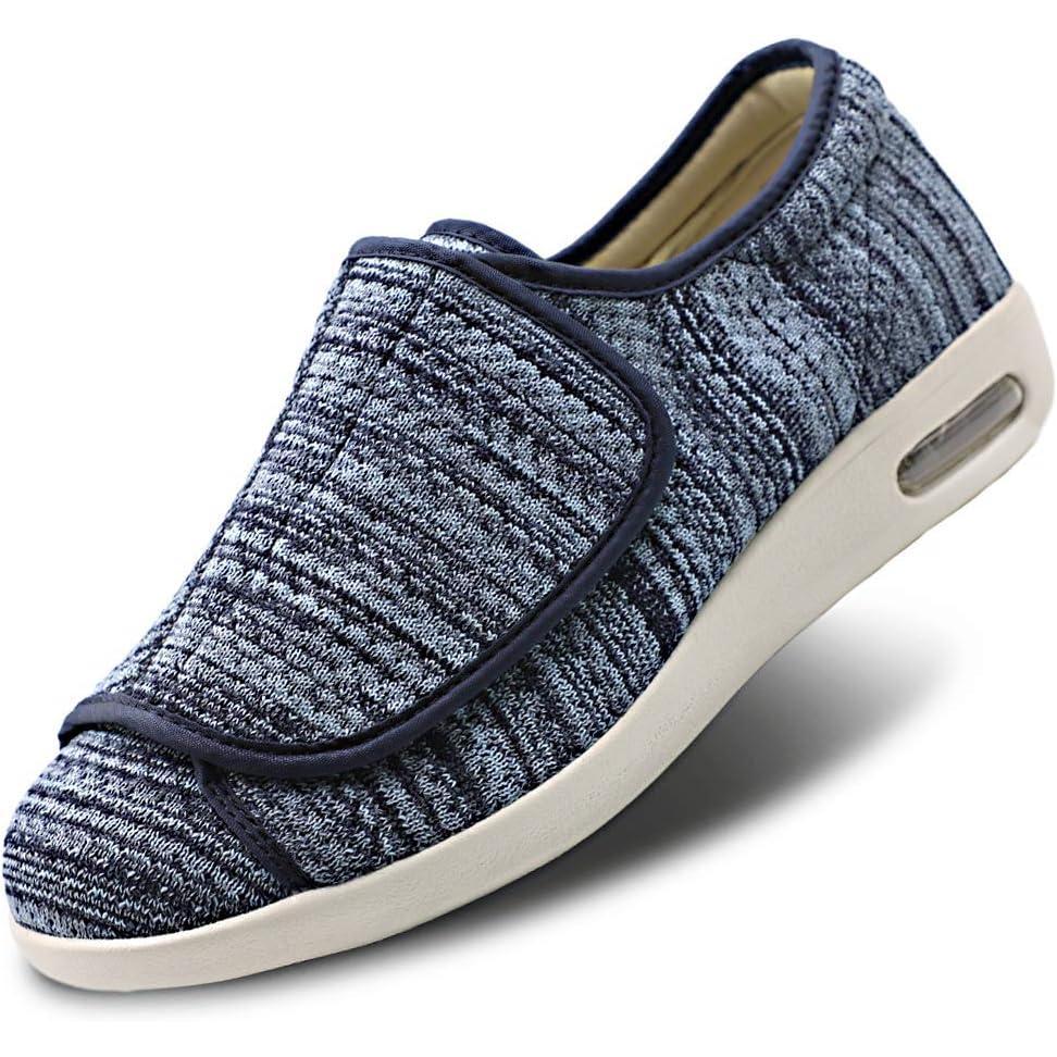 imageWomens Walking Shoes with Arch Support Adjustable Closure Diabetic Shoes Extra Wide Widths Orthopedic Walking Sneakers Diabetic Fasciitis Bunions for Foot Pain ReliefBlue Blended Yarn