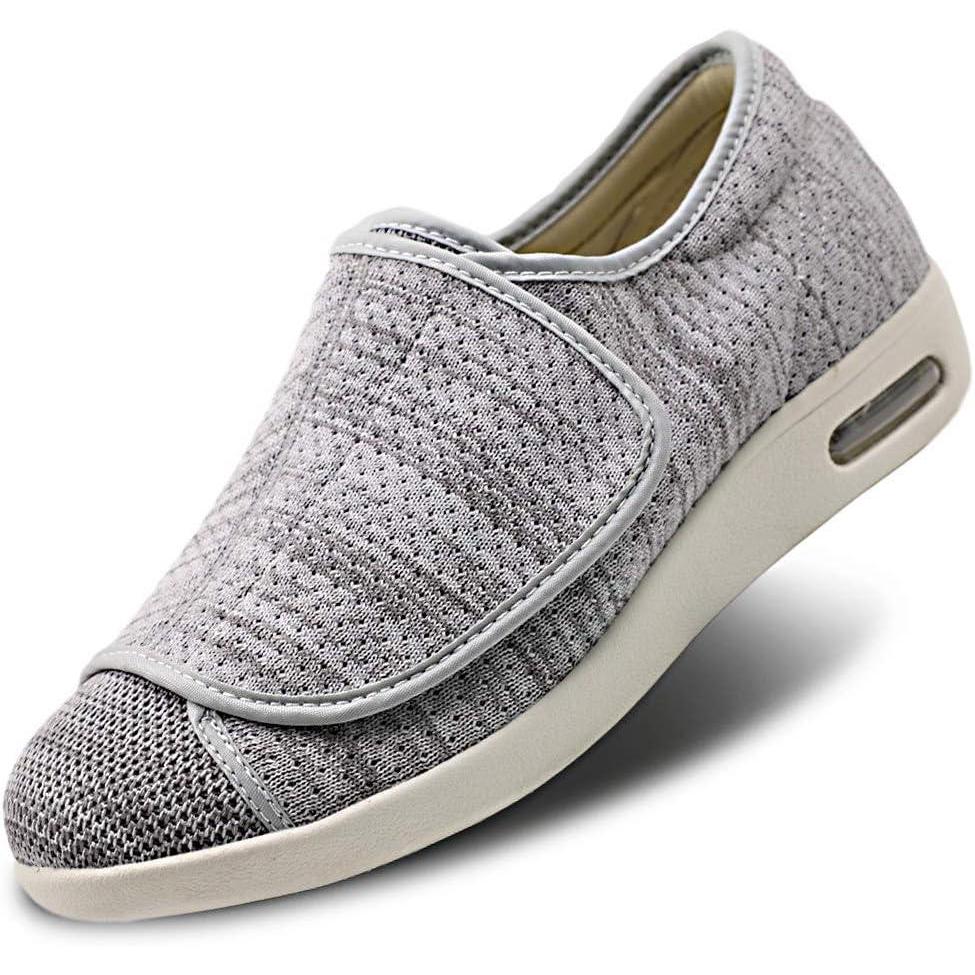 imageWomens Walking Shoes with Arch Support Adjustable Closure Diabetic Shoes Extra Wide Widths Orthopedic Walking Sneakers Diabetic Fasciitis Bunions for Foot Pain ReliefLight Gray Blended Yarn