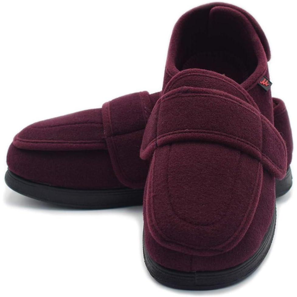imageWomens Wide Width House Shoes with Memory Foam Support Swollen Feet Edema Relief Cozy Outdoor Sole Diabetic House Slippers for Elderly Plantar FasciitisRed