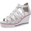 imageMei MACLEOD Womens Lace Up Heeled Sneakers Fashion Platform Wedge Sneakers Casual Canvas Shoes for GirlsCwhite