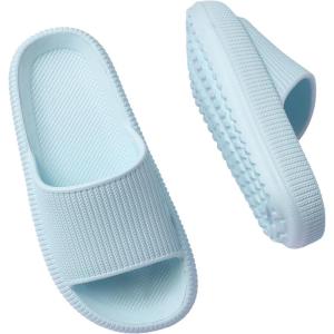 Cloud Slides for Kids, Girls Boys Pillow Slippers Shower Bathroom, Comfort Non-Slip Thick Sole Slippers Summer Beach Shoes for Little Kid/Big Kid(Blue)