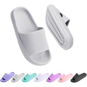 Cloud Slides for Kids, Girls Boys Pillow Slippers Shower Bathroom, Comfort Non-Slip Thick Sole Slippers Summer Beach Shoes for Little Kid/Big Kid(Grey)