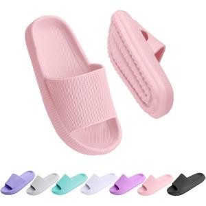 Cloud Slides for Kids, Girls Boys Pillow Slippers Shower Bathroom, Comfort Non-Slip Thick Sole Slippers Summer Beach Shoes for Little Kid/Big Kid(Pink)