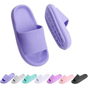 Cloud Slides for Kids, Girls Boys Pillow Slippers Shower Bathroom, Comfort Non-Slip Thick Sole Slippers Summer Beach Shoes for Little Kid/Big Kid(Violet)