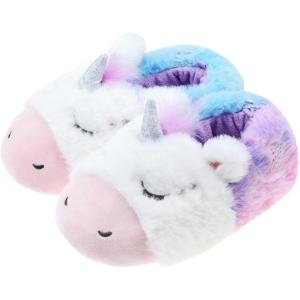 LseLom Toddler Girls Unicorn Slippers Dinosaur Boys Slippers Slip Resistant Little Kid House Shoes(Purple)