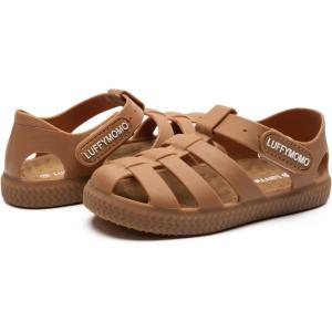 Luffymomo Boys Girls Closed Toe Sandals Lightweight Beach Water Shoes Adjustable Summer Outdoor Sandal for Toddler/Little Kids(Brown)