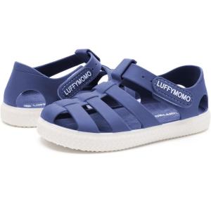 Luffymomo Boys Girls Closed Toe Sandals Lightweight Beach Water Shoes Adjustable Summer Outdoor Sandal for Toddler/Little Kids(Navy/White)