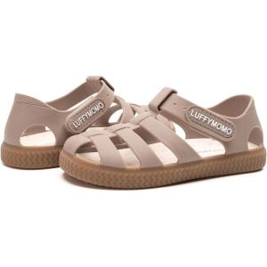 Luffymomo Boys Girls Closed Toe Sandals Lightweight Beach Water Shoes Adjustable Summer Outdoor Sandal for Toddler/Little Kids(Pink/Brown)