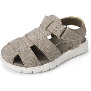 Luffymomo Boys Girls Sandals Closed Toe Lightweight Shoes Adjustable Beach Summer Sandal for Toddler Kids(Kaki)