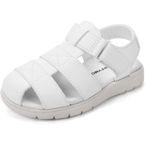 Luffymomo Boys Girls Sandals Closed Toe Lightweight Shoes Adjustable Beach Summer Sandal for Toddler Kids(White)