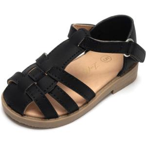 Luffymomo Girls Summer Sandals,Closed Toe Slides Outdoor/Indoor Shoes for Toddler/Little Kid(Black)