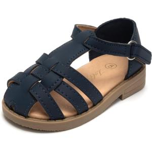 Luffymomo Girls Summer Sandals,Closed Toe Slides Outdoor/Indoor Shoes for Toddler/Little Kid(Navy)
