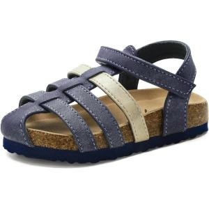 Luffymomo Girls Summer Sandals,Closed Toe Slides Outdoor/Indoor Shoes for Toddler/Little Kid(Navy S)