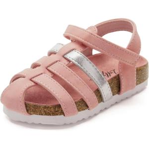 Luffymomo Girls Summer Sandals,Closed Toe Slides Outdoor/Indoor Shoes for Toddler/Little Kid(Pink S)