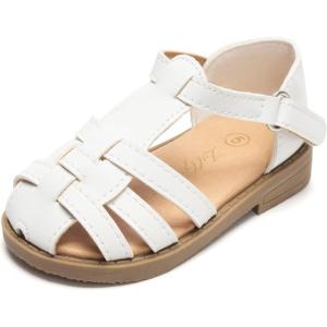Luffymomo Girls Summer Sandals,Closed Toe Slides Outdoor/Indoor Shoes for Toddler/Little Kid(White)