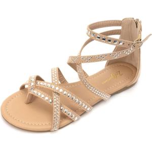 Luffymomo Women’s Gladiator Strap Sandals Flat Fisherman Thong Cross Strappy Sandals(Beige-lp)