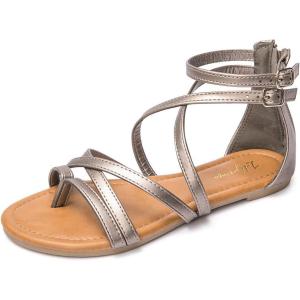 Luffymomo Women’s Gladiator Strap Sandals Flat Fisherman Thong Cross Strappy Sandals(Broze)