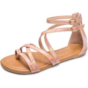 Luffymomo Women’s Gladiator Strap Sandals Flat Fisherman Thong Cross Strappy Sandals(Dream Gold Color)