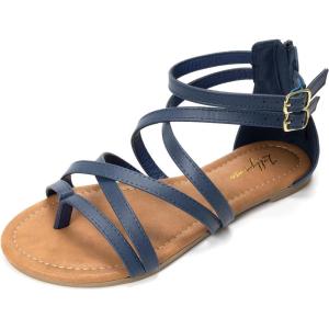 Luffymomo Women’s Gladiator Strap Sandals Flat Fisherman Thong Cross Strappy Sandals(Navy)