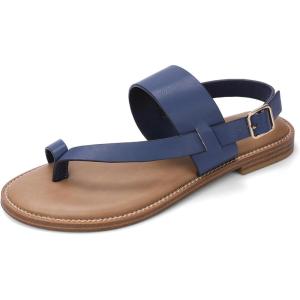 Luffymomo Women’s Thong Flat Sandals Adjustable Ankle Buckle Summer Sandal Casual Open Toe Fisherman Shoes(Navy)