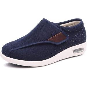 Mei MACLEOD Comfortable Wide Shoes with Adjustable Strap Closure Lightweight Arch Supportive Sneakers for Seniors Diabetic Swollen Feet(Blue)