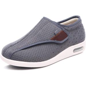 Mei MACLEOD Comfortable Wide Shoes with Adjustable Strap Closure Lightweight Arch Supportive Sneakers for Seniors Diabetic Swollen Feet(Grey)