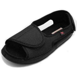 Mei MACLEOD Men’s Wide Width House Shoes with Adjustable Closure Open Toe House Slippers for Hammer Toe Diabetic Swollen Feet Indoor