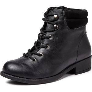 Mei MACLEOD Womens Lace Ankle Boots with Zipper Casual Hiking Boot Round Toe Low Heel Fashion Booties Work Combat Boots