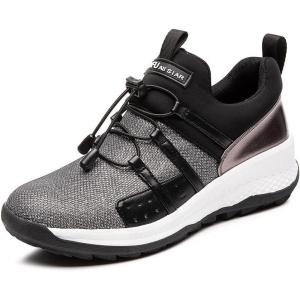 Mei MACLEOD Womens Lace Up Heeled Sneakers, Fashion Platform Wedge Sneakers Casual Canvas Shoes for Girls(B-black)