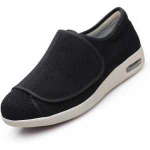 Mei MACLEOD Women’s Walking Shoes with Wide Width Lightweight Air Cushion Sneakers Casual Running Jogging Shoes for Diabetic Swollen Feet(Black)