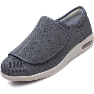 Mei MACLEOD Women’s Walking Shoes with Wide Width Lightweight Air Cushion Sneakers Casual Running Jogging Shoes for Diabetic Swollen Feet(Grey)