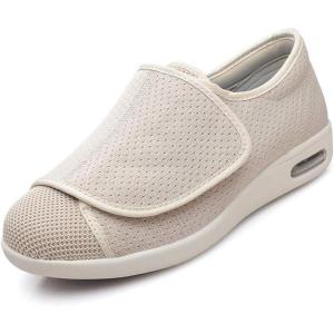 Mei MACLEOD Women’s Walking Shoes with Wide Width Lightweight Air Cushion Sneakers Casual Running Jogging Shoes for Diabetic Swollen Feet(White)