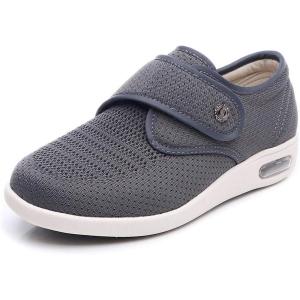 Mei MACLEOD Women’s Wide Width Walking Shoes with Memory Foam Air Cushion Casual Sneakers Outdoor(Grey)
