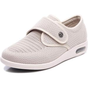 Mei MACLEOD Women’s Wide Width Walking Shoes with Memory Foam Air Cushion Casual Sneakers Outdoor(White)