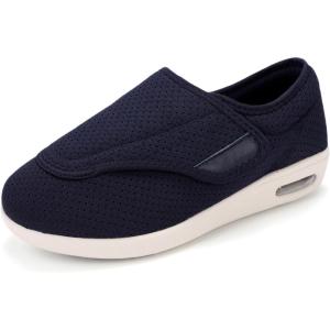 Men’s Diabetic Shoes, Lightweight Wide Width Walking Sneakers with Adjustable Closures for Diabetic Edema Plantar Fasciitis Bunions Arthritis Swollen Feet(Navy Blue)