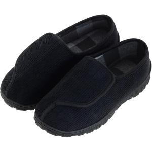 Mens Memory Foam Diabetic Slippers Extra Wide Comfy with Coral Fleece Lining for Arthritis Edema Swollen Feet House Shoes for Men(Black)