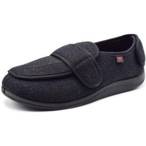 Women’s House Shoes with Memory Foam Cozy Outdoor Sole Warm Fleece House Slippers for Elderly Plantar Fasciitis Diabetic(Black Men)