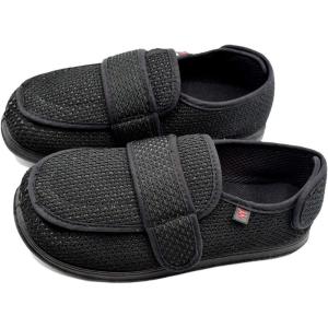 Women’s House Shoes with Memory Foam Cozy Outdoor Sole Warm Fleece House Slippers for Elderly Plantar Fasciitis Diabetic(Black Women(mesh))