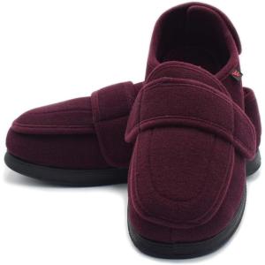 Women’s Wide Width House Shoes with Memory Foam Support Swollen Feet Edema Relief Cozy Outdoor Sole Diabetic House Slippers for Elderly Plantar Fasciitis(Red)