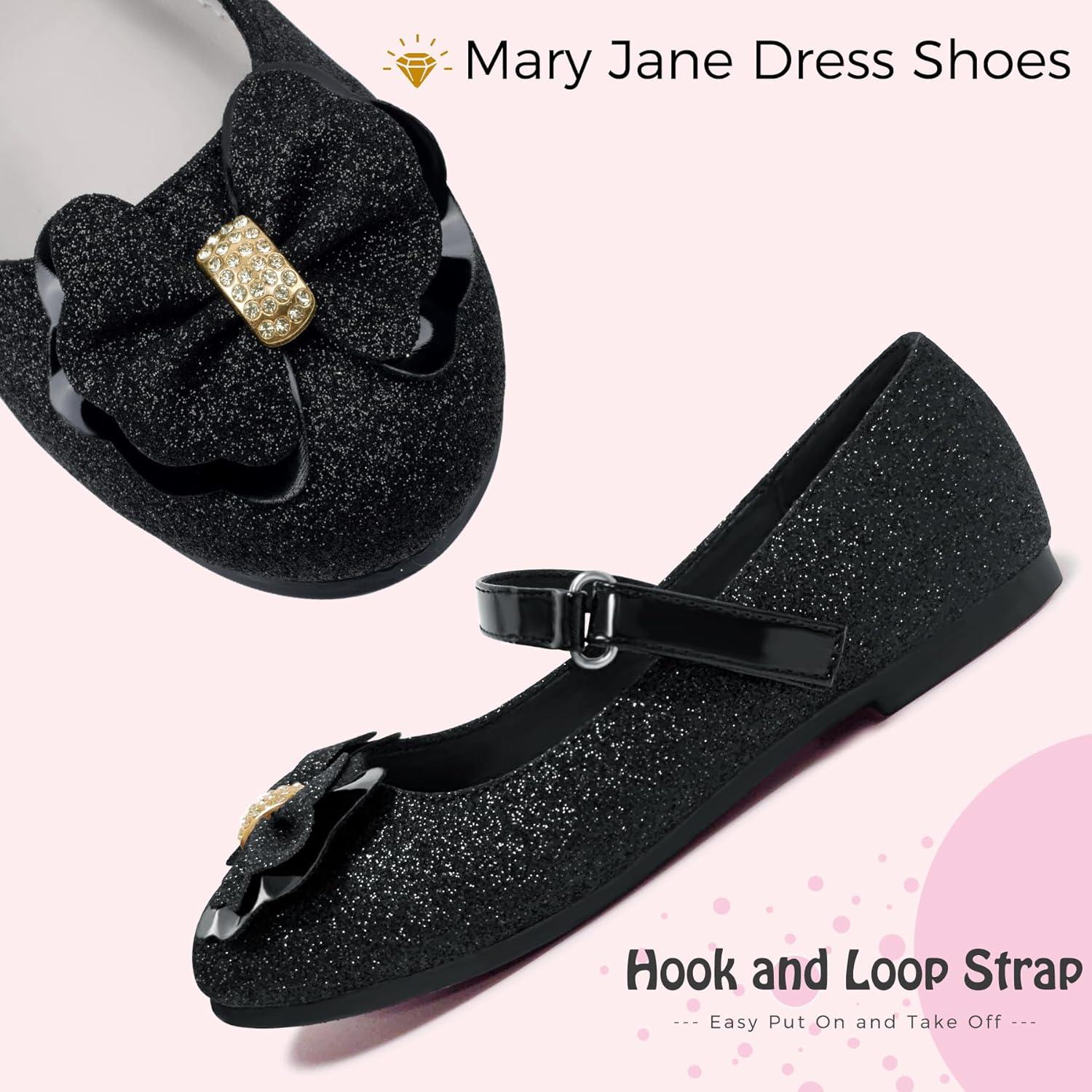 imageMei MACLEOD Girls Mary Jane Shoes Ballerina Shoes Princess Dress Shoes for Party WeddingBowknotblack