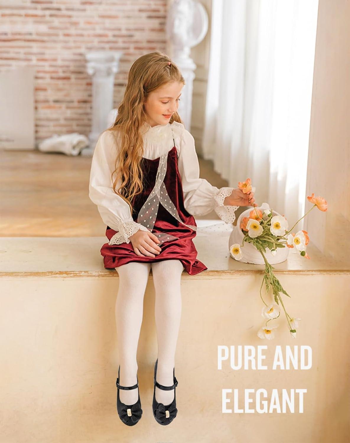 imageMei MACLEOD Girls Mary Jane Shoes Ballerina Shoes Princess Dress Shoes for Party WeddingBowknotblack