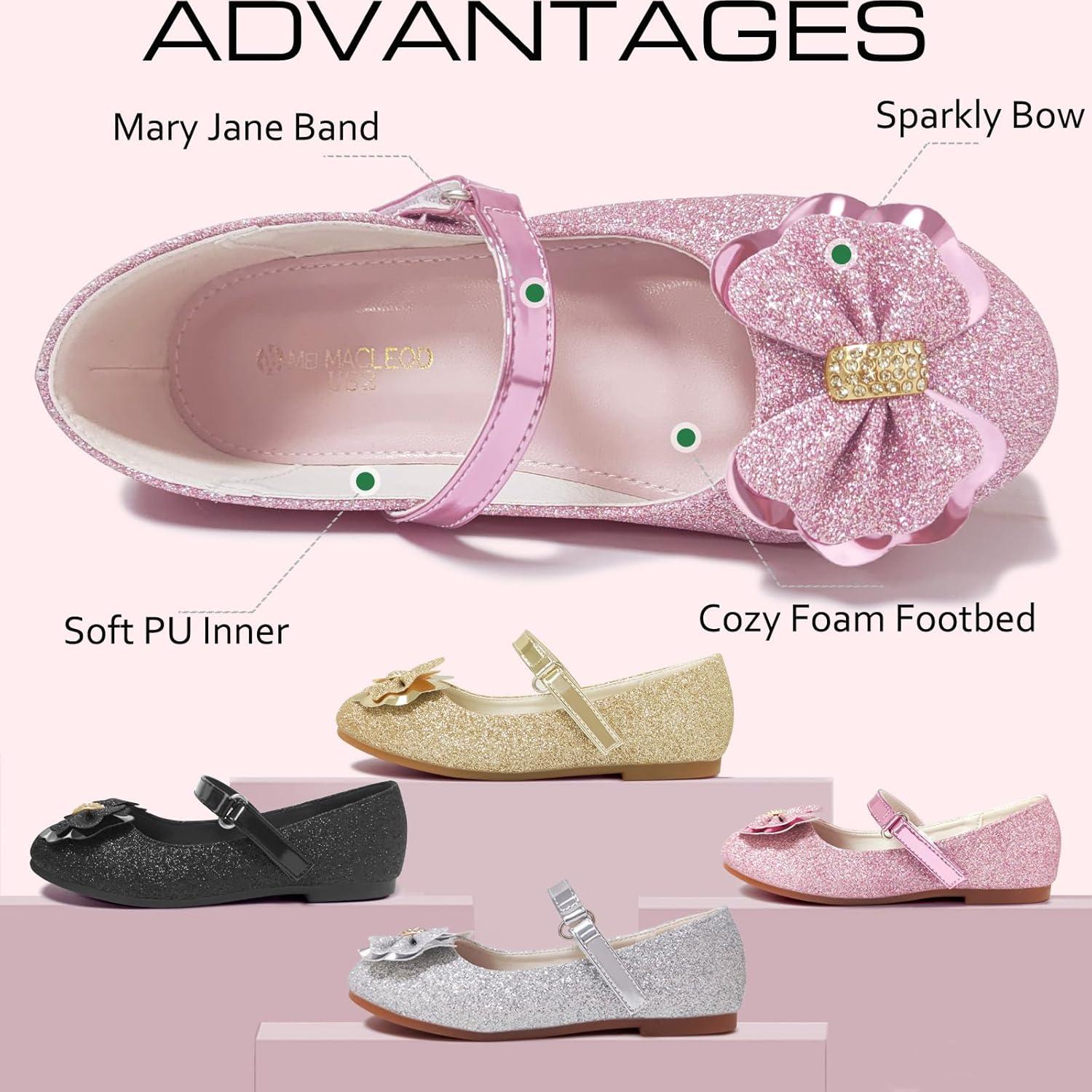 imageMei MACLEOD Girls Mary Jane Shoes Ballerina Shoes Princess Dress Shoes for Party WeddingBowknotpink