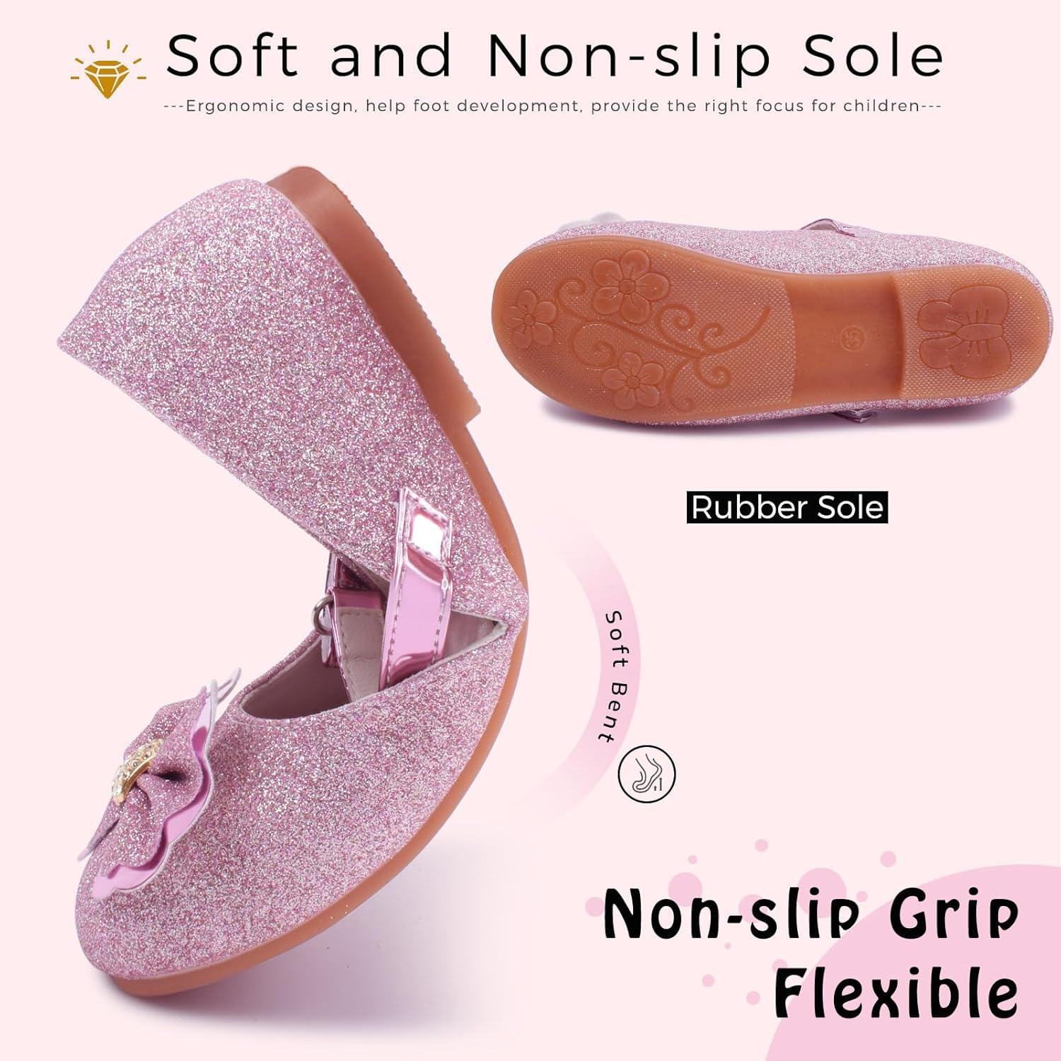 imageMei MACLEOD Girls Mary Jane Shoes Ballerina Shoes Princess Dress Shoes for Party WeddingBowknotpink