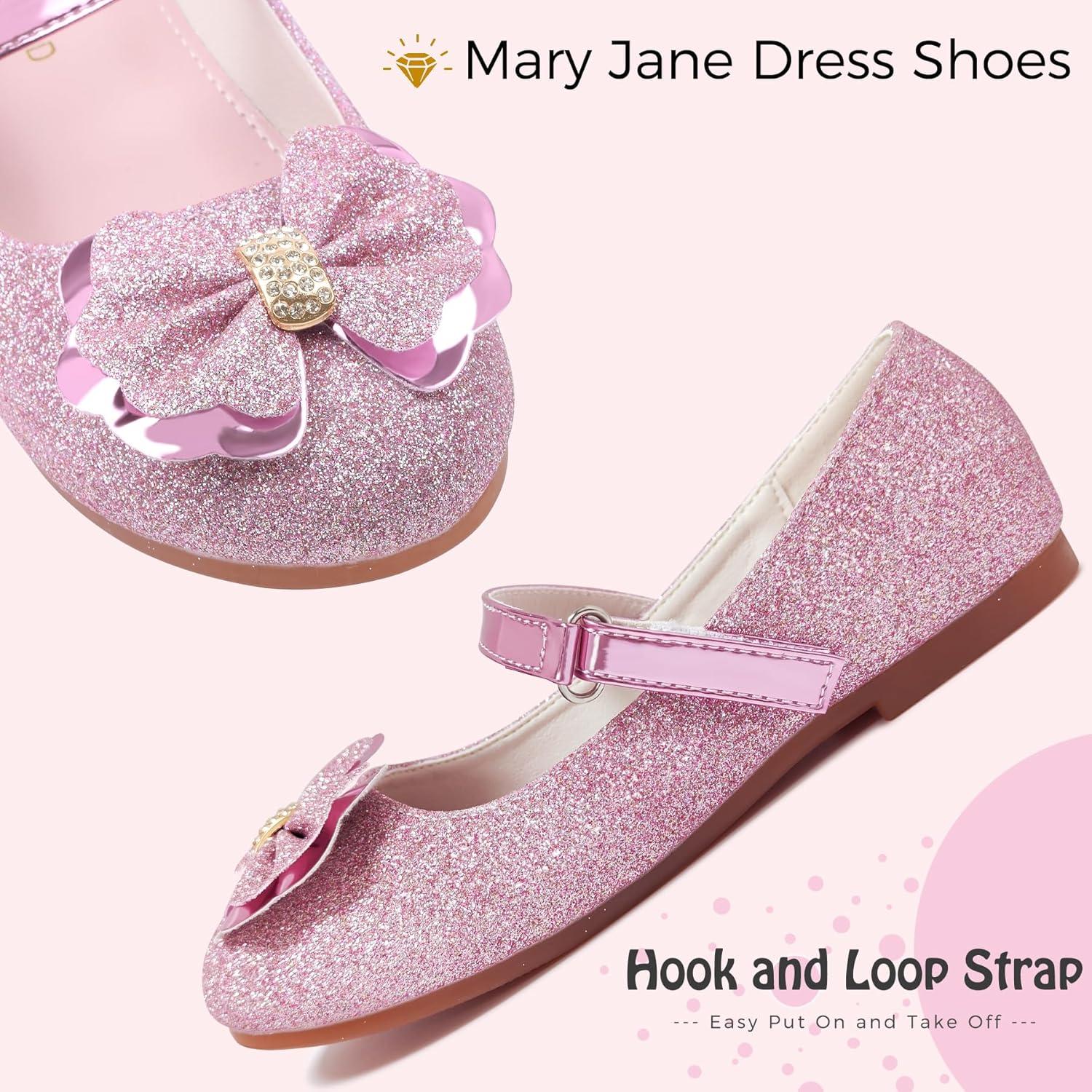 imageMei MACLEOD Girls Mary Jane Shoes Ballerina Shoes Princess Dress Shoes for Party WeddingBowknotpink