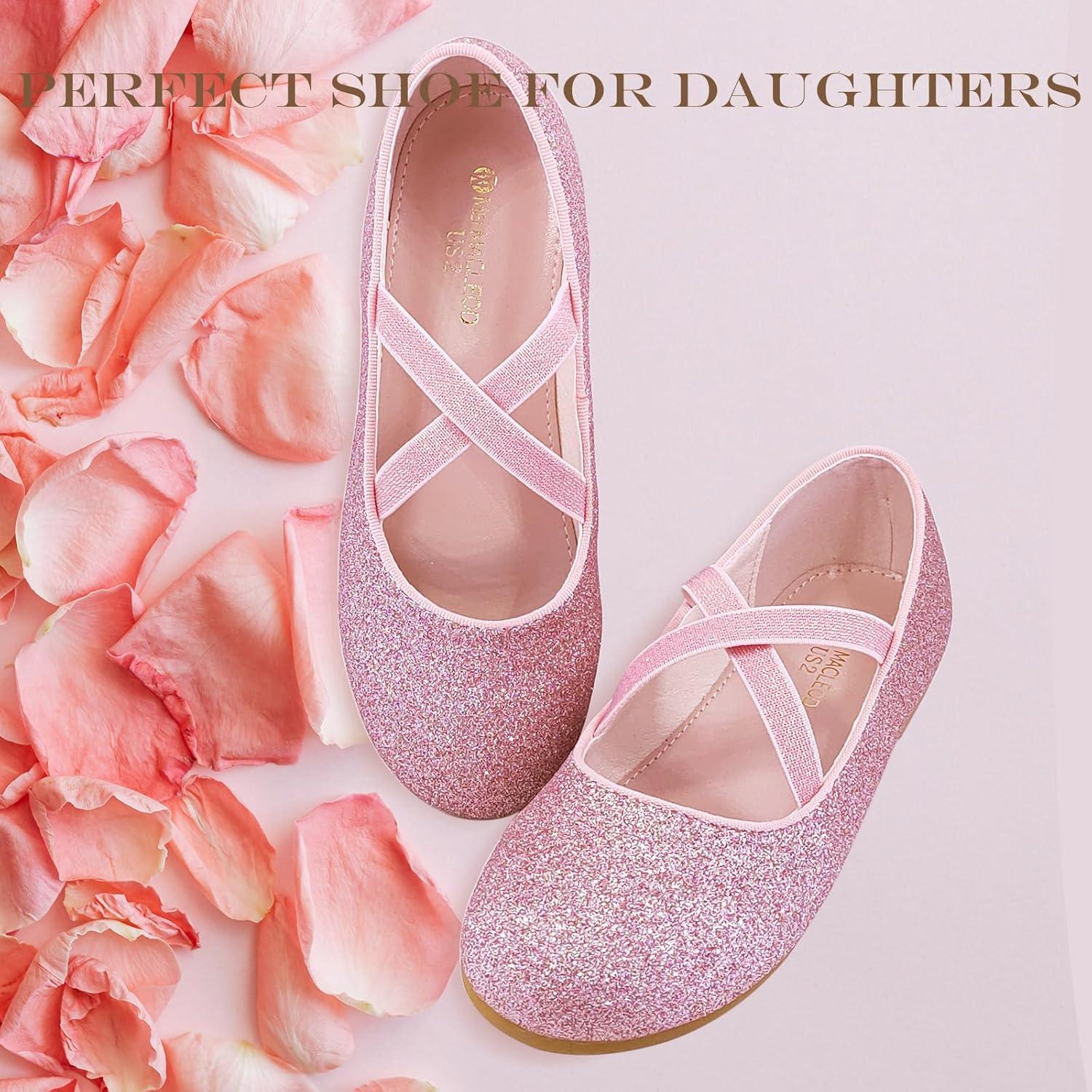 imageMei MACLEOD Girls Mary Jane Shoes Ballerina Shoes Princess Dress Shoes for Party WeddingPink